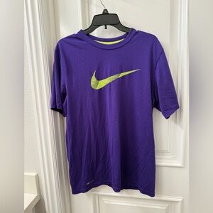 Nike Dri-FIT Purple Tee with Neon Green Swoosh